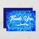 Aqua Blue Swimming Pool Moderne Kalligrafie Dankeskarte (Vorne/Hinten)