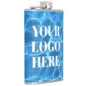 Aqua Blue Swimming Pool Photo for Your Logo Flachmann (Rechts)