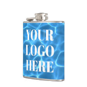 Aqua Blue Swimming Pool Photo Logo Flachmann (Links)