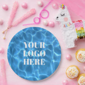 Aqua Blue Swimming Pool Photo Logo Pappteller (Party)