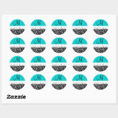 Aqua Blue Swirl Damask Monogram Wedding Stickers (Blatt)