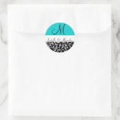 Aqua Blue Swirl Damask Monogram Wedding Stickers (Tasche)