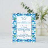 Aqua Blue Talavera Fliesen Hochzeitsmenü (Stehend Vorderseite)