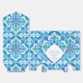 Aqua Blue Talavera Fliesen mit Monogramm Hochzeit Geschenkschachtel (Ungefaltet)
