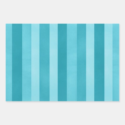 Aqua Blue Textured Stripes Muster Geschenkpapier Set (Vorderseite)
