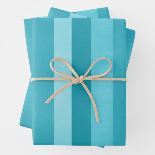 Aqua Blue Textured Stripes Muster Geschenkpapier Set (Beispiel)