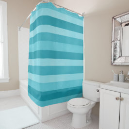 Aqua Blue Textured Stripes Muster Moderne Duschvorhang