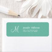 AQUA BLUE Textured Wedding Monogram Address Label (Insitu)