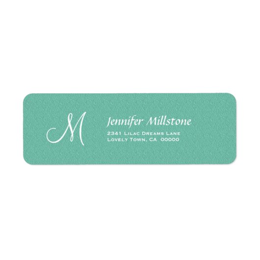 AQUA BLUE Textured Wedding Monogram Address Label (Vorne)