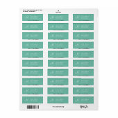 AQUA BLUE Textured Wedding Monogram Address Label (Vorne)