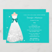 Aqua Blue Theme Brautparty Einladung (Vorne/Hinten)