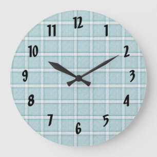 Aqua Blue Tile Pattern Große Wanduhr