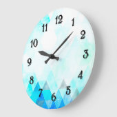 Aqua Blue Triangle Aqua Große Wanduhr (Winkel)