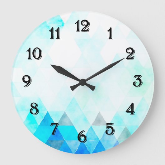 Aqua Blue Triangle Aqua Große Wanduhr (Vorderseite)