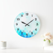 Aqua Blue Triangle Aqua Große Wanduhr (Zuhause)
