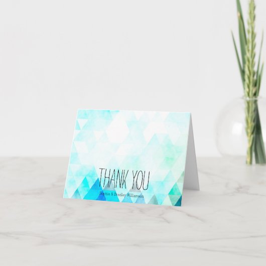 Aqua Blue Triangle Watercolor Danke (Vorderseite)