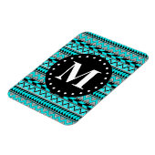 Aqua Blue Tribal Zickzack Muster Monogram Magnet (Linke Seite)