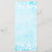 Aqua Blue Tropical Beach Hochzeit mit bemalten Sta Menükarte (Rückseite)