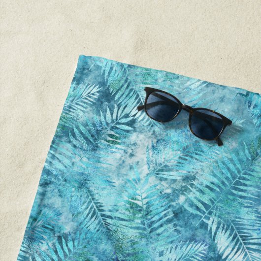 Aqua Blue Tropical Blätter Strandtuch (Beispiel)