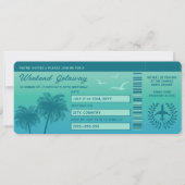 Aqua Blue Tropical Imitats Boarding Pass Einladung (Vorderseite)