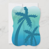 Aqua Blue Tropical Palm Tree Wedding Einladung (Rückseite)
