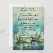 Aqua Blue Tropical Palm Trees Wedding Einladung (Vorderseite)