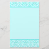 Aqua Blue Türkise Damask Briefpapier (Vorderseite)