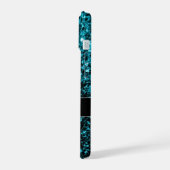 Aqua Blue Türkise Imitate Glitzer Glitzern Monogra iPhone 15 Hülle (Linke Seite)