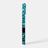 Aqua Blue Türkise Imitate Glitzer Glitzern Monogra iPhone 15 Hülle (Rechte Seite)