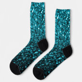 Aqua Blue Türkise Imitate Glitzer Glitzern Socken (Linkes Detail)
