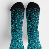 Aqua Blue Türkise Imitate Glitzer Glitzern Socken (Oben)