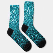 Aqua Blue Türkise Imitate Glitzer Glitzern Socken (Rechts)