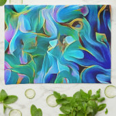 Aqua Blue Turquoise Abstrakte Kunst, Dichtung und  Geschirrtuch (Gefaltet)