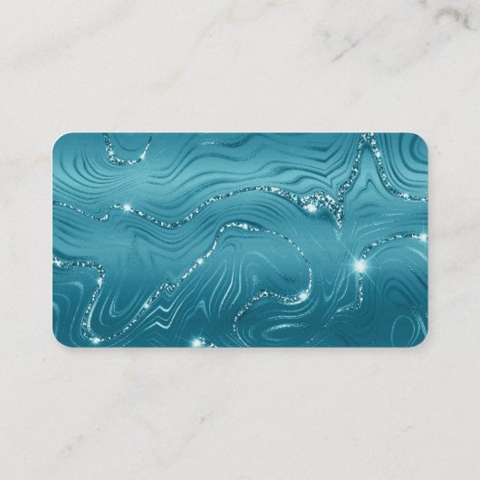 Aqua Blue Turquoise Marble Wedding Tischnummer Platzkarte (Rückseite)