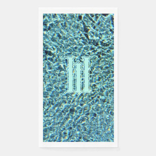 Aqua Blue Turquoise mit Monogramm Serviette (Vorderseite)