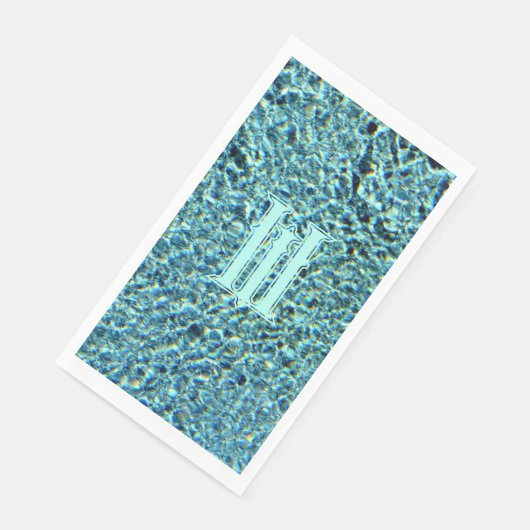 Aqua Blue Turquoise mit Monogramm Serviette (Ecke)