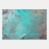 Aqua Blue Turquoise N Gray Distressed Abstrakt Geschenkpapier Set (Vorderseite 2)