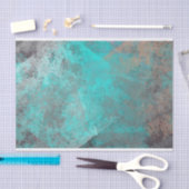 Aqua Blue Turquoise N Gray Distressed Abstrakt Seidenpapier (Handwerk)