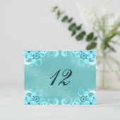 Aqua Blue Turquoise Tischnummer Cards (Stehend Vorderseite)
