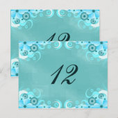 Aqua Blue Turquoise Tischnummer Cards (Vorne/Hinten)