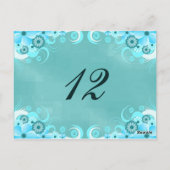 Aqua Blue Turquoise Tischnummer Cards (Rückseite)