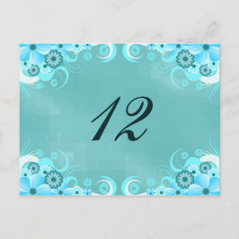 Aqua Blue Turquoise Tischnummer Cards
