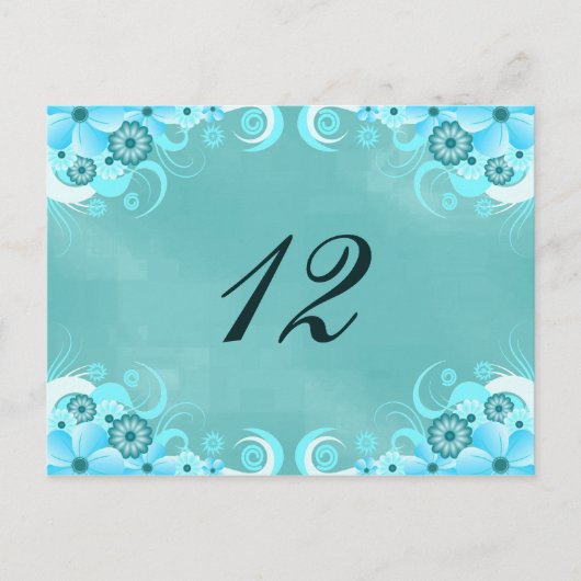 Aqua Blue Turquoise Tischnummer Cards (Vorderseite)