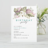 Aqua Blue Turquoise | Tropischer Sommer zum Geburt Einladung (Stehend Vorderseite)