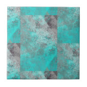 Aqua Blue Turquoise und Grau gestört Fliese (Vorderseite)