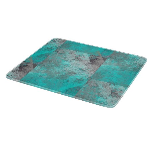 Aqua Blue Turquoise und Grau gestört Schneidebrett (Ecke)