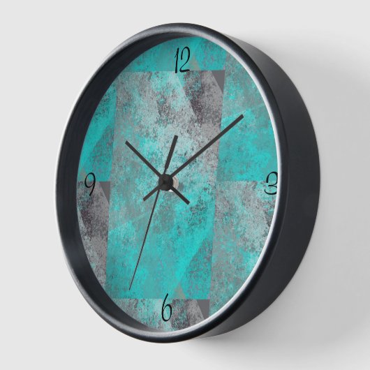 Aqua Blue Turquoise und Grau gestört Uhr (Winkel)