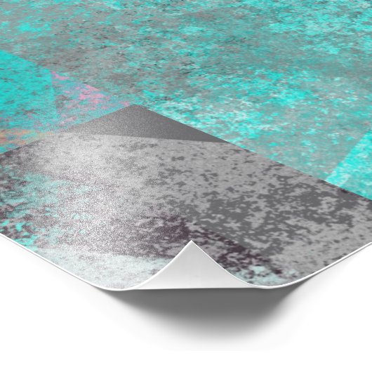 Aqua Blue Turquoise und Gray Modern gestört Fotodruck (Ecke)
