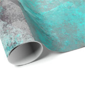 Aqua Blue Turquoise und Gray Modern gestört Geschenkpapier (Rolleneckpunkt)