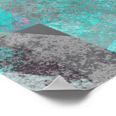 Aqua Blue Turquoise und Gray Modern gestört Poster (Ecke)